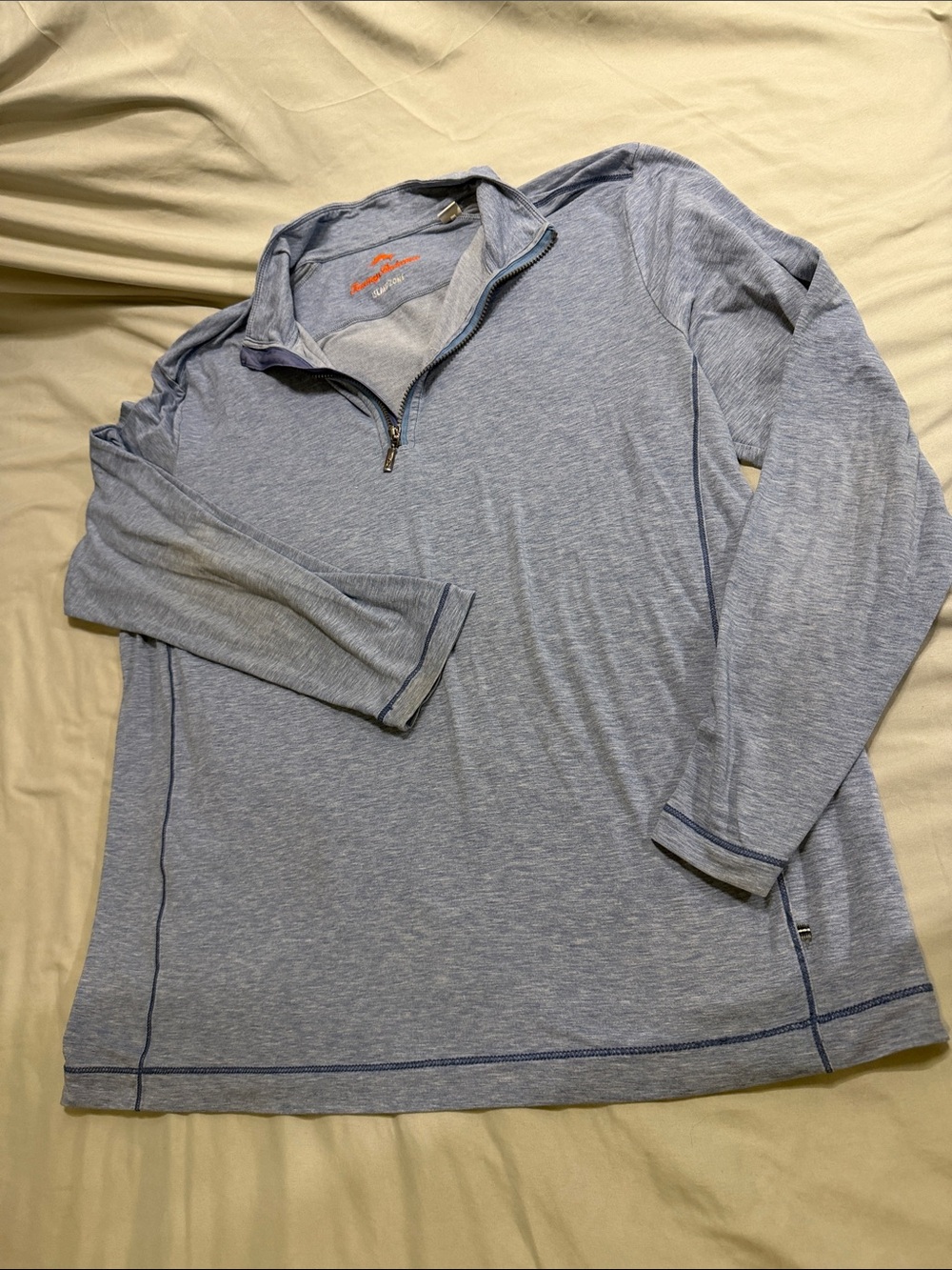 Tommy Bahama Light Blue Heathered Quarter-Zip Pullover